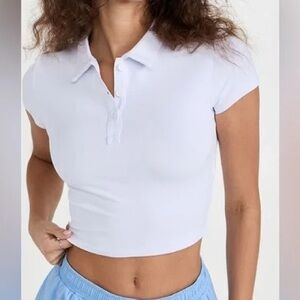 Alo Yoga White Polo Crop Top